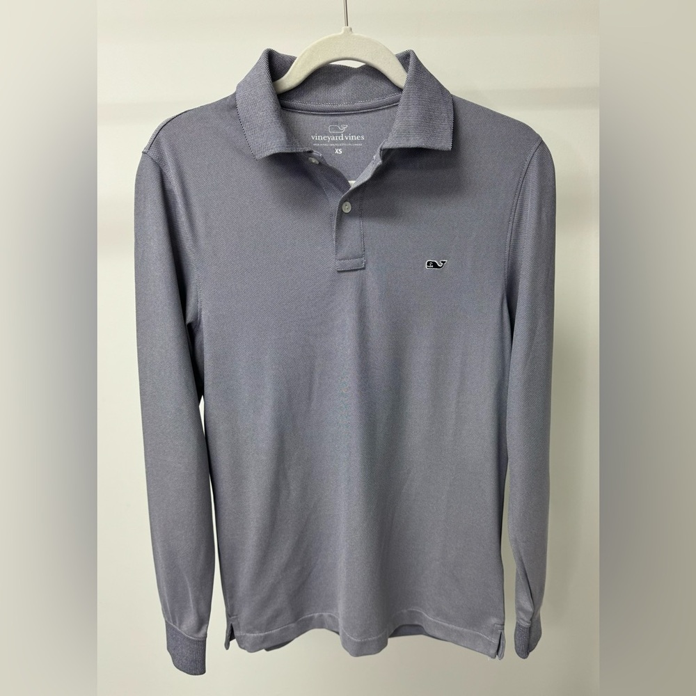 Vineyard Vines Long Sleeve Polo Shirt in Gray, Size‎ XS